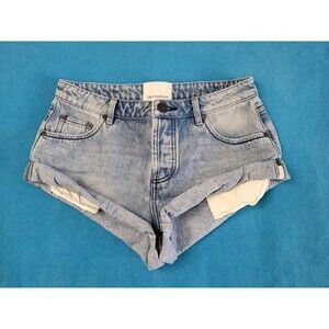 One Teaspoon Bandits Denim Jean Shorts Distressed Cuffed Women's Size 26 Blue
